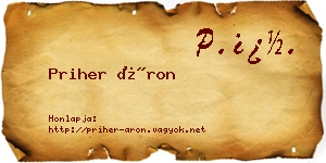 Priher Áron névjegykártya